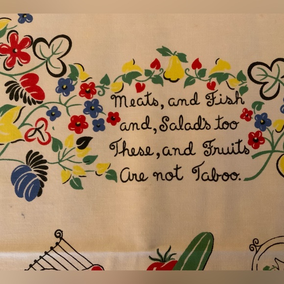 Vintage Dieting Fruit and Floral Tablecloth - Picture 7 of 14